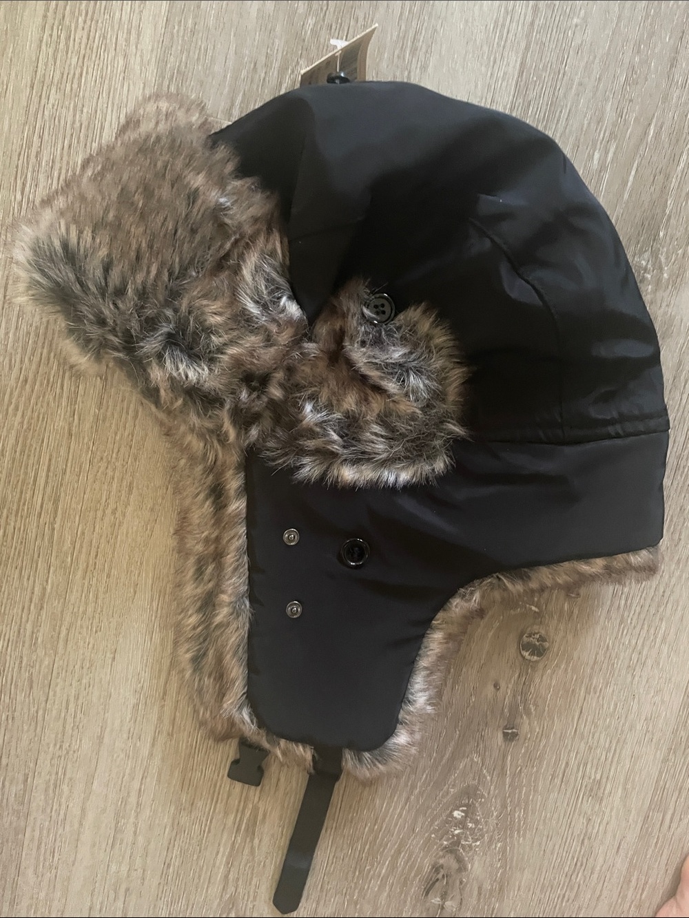 ChoKoLids Black Faux-Fur Winter Trapper Hat | Water Resistant | NWT